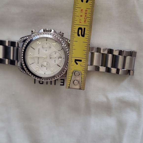 Michael Kors Silver-Tone Crystal Bezel Chronograph Watch - Picture 3 of 6